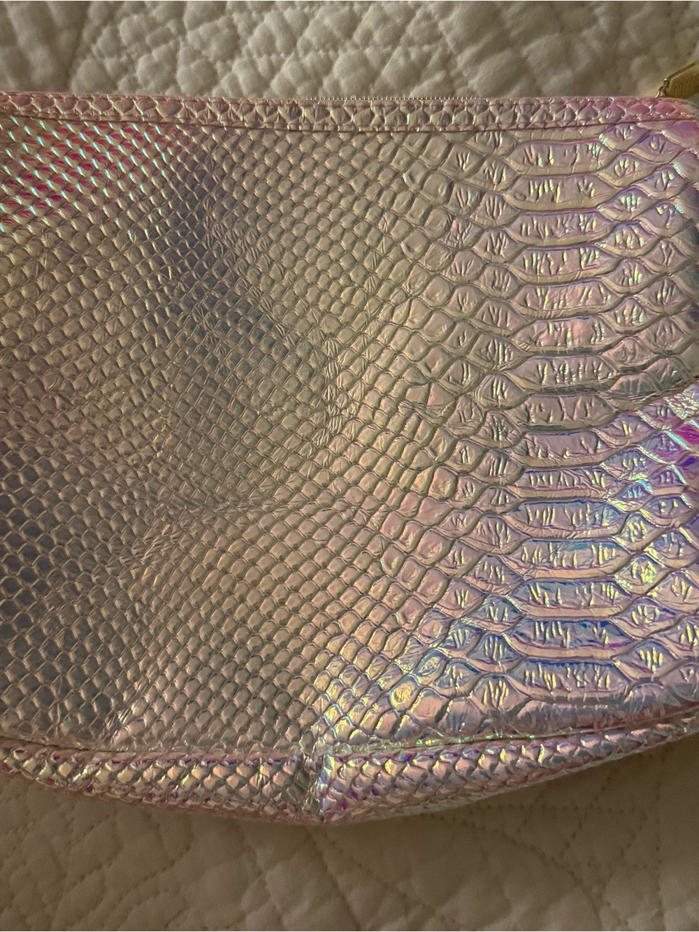 Tarte Iridescent Pink Snake-Texture Women's Cosmetic Pouch